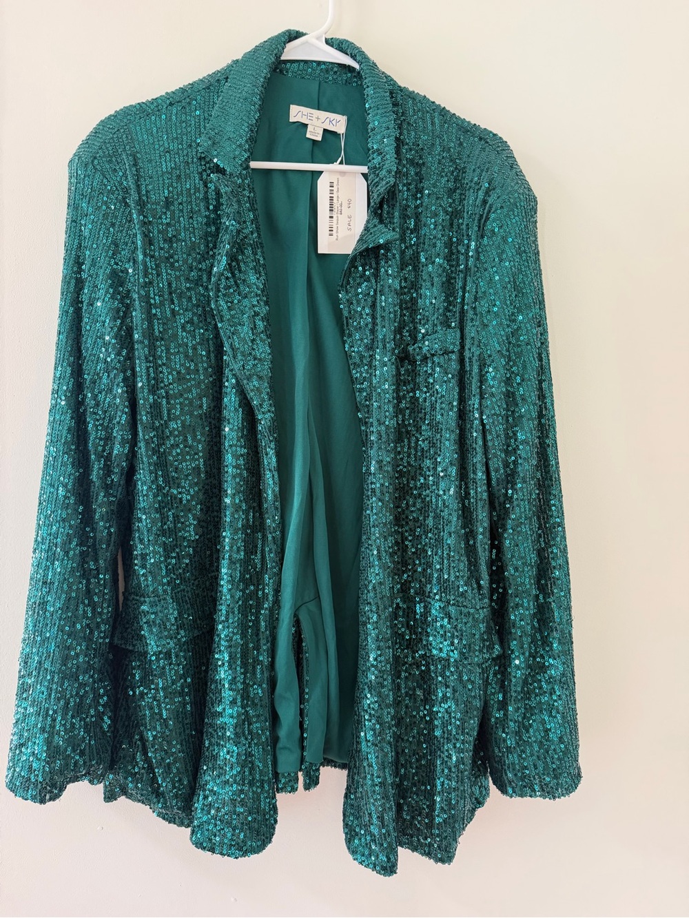 She + Sky Teal Sequined Blazer